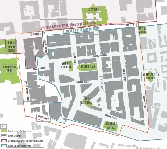 Map shows the Linen Quarter boundary in Belfast