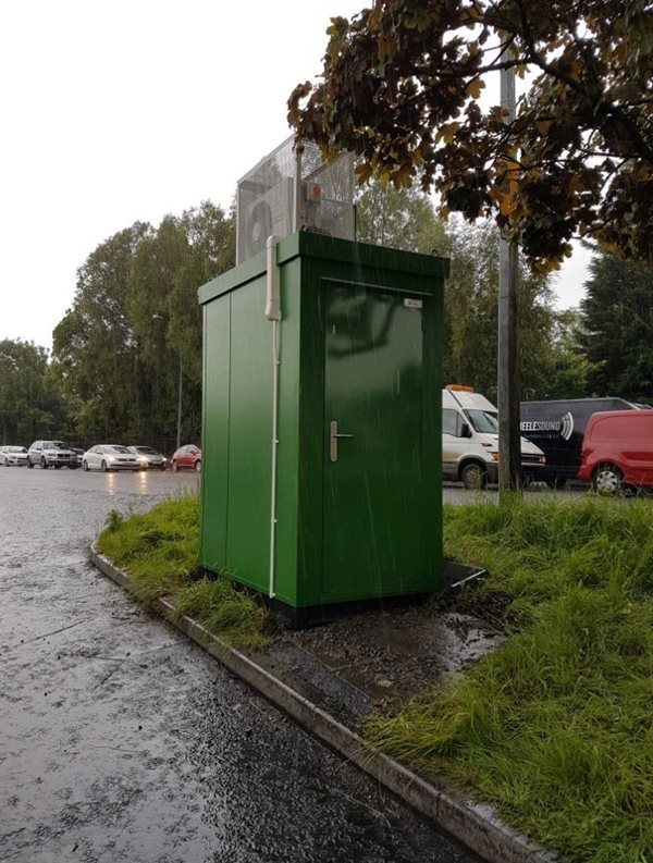 Exterior of an Air Quality Monitoring Station on an arterial route in Belfast